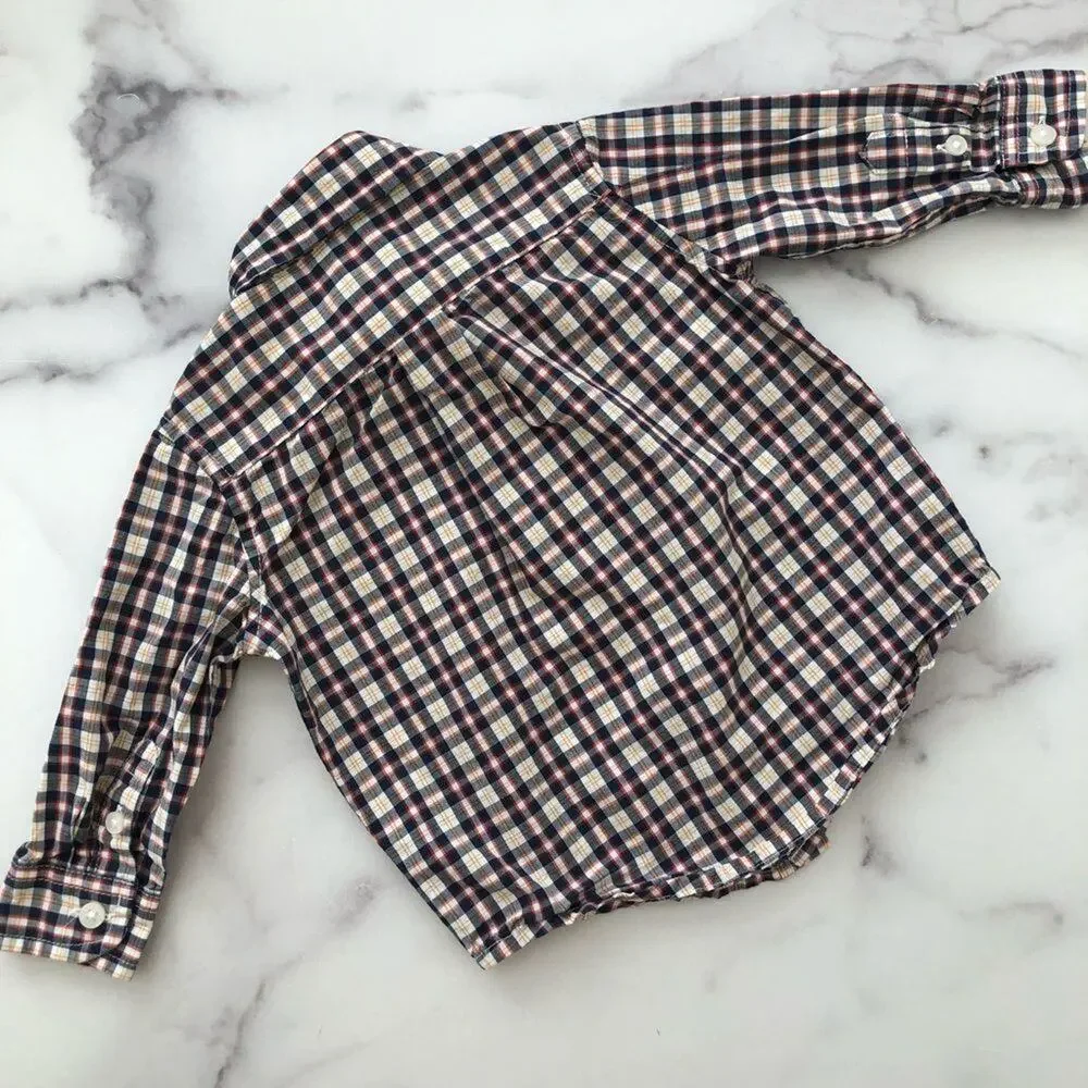 Janie and Jack long sleeve plaid shirt red blue yellow